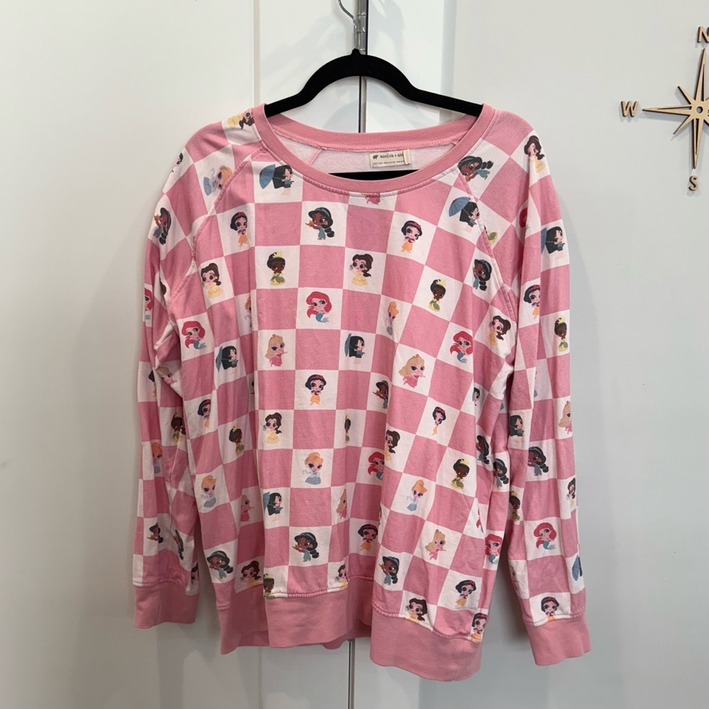 Mónica + Andy Disney Princess Pink checkered sweatshirt